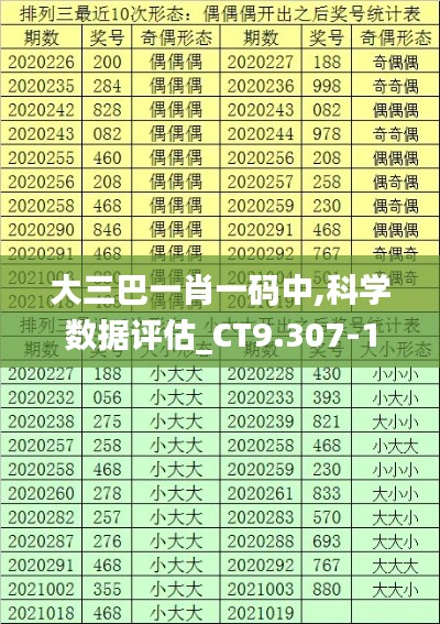 大三巴一肖一码中,科学数据评估_CT9.307-1