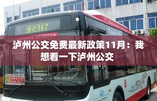 泸州公交免费最新政策11月：我想看一下泸州公交 