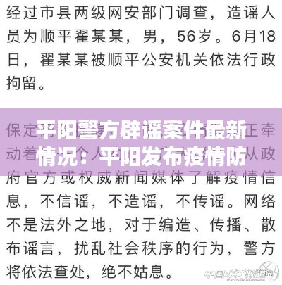 平阳警方辟谣案件最新情况：平阳发布疫情防控 