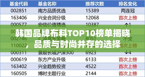 韩国品牌布料TOP10榜单揭晓，品质与时尚并存的选择