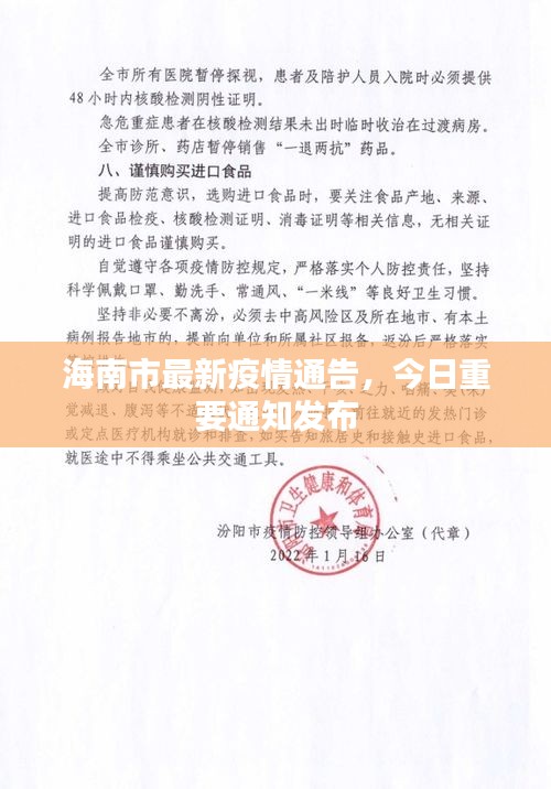海南市最新疫情通告，今日重要通知发布