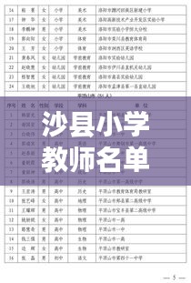 沙县小学教师名单更新，最新师资一览表！