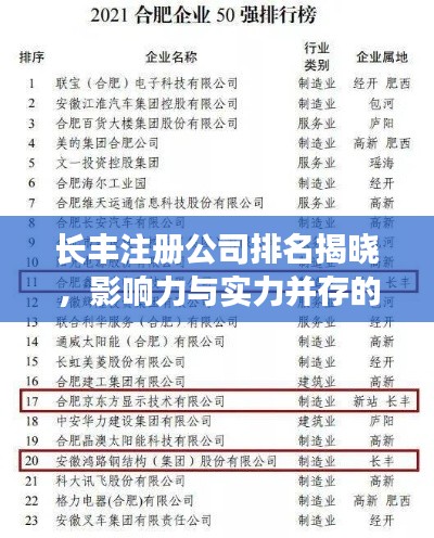 长丰注册公司排名揭晓，影响力与实力并存的企业榜单