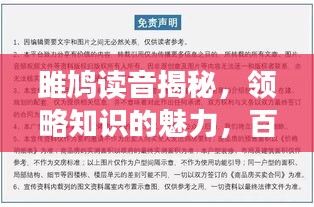 雎鸠读音揭秘，领略知识的魅力，百度带您探索未知之旅